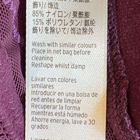 Topshop Floral Scalloped Lace Mesh Bra Burgundy & Black Sz 8 #38M - Picture 8 of 8